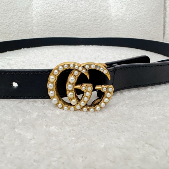 Gucci GG Marmont Thin Belt with Pearls - Picture 1 of 4